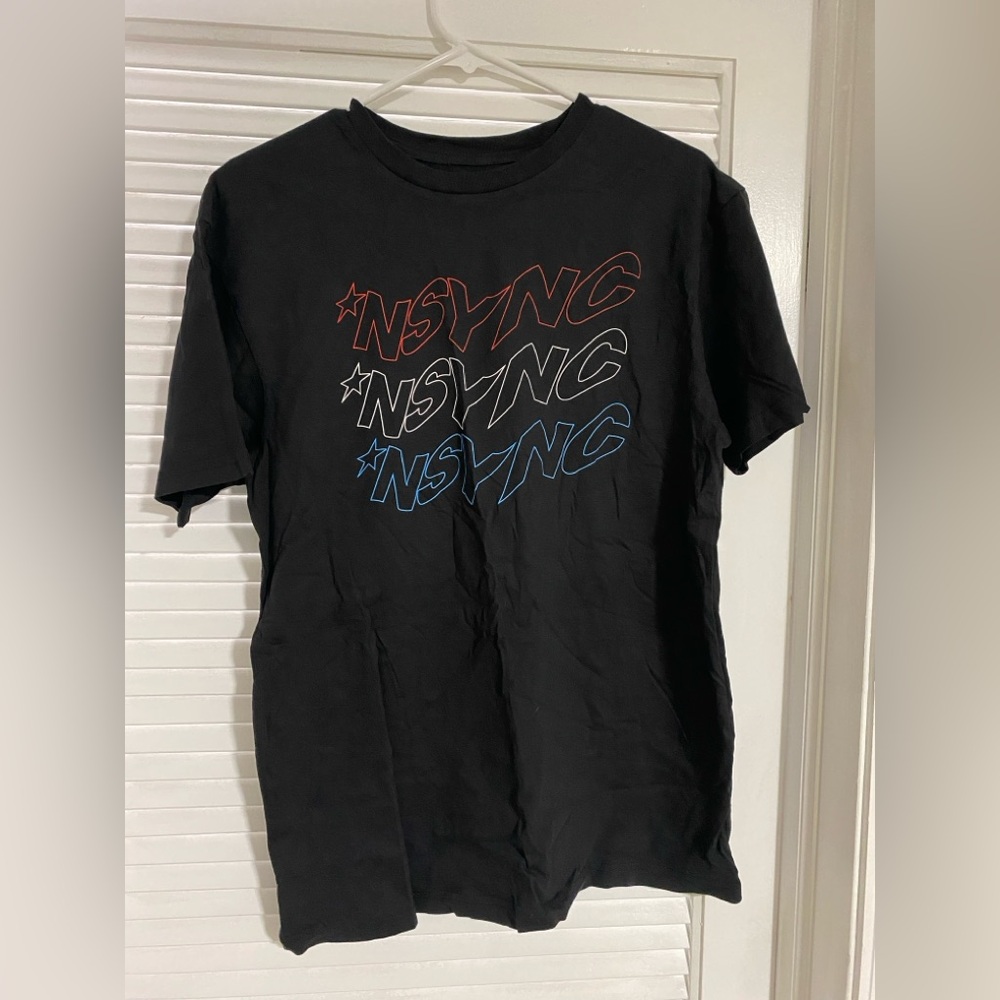 NSYNC Graphic Band Tee - Black with Red, White & Blue Logo